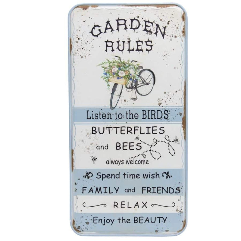 Distressed White Garden Rules Wall Art