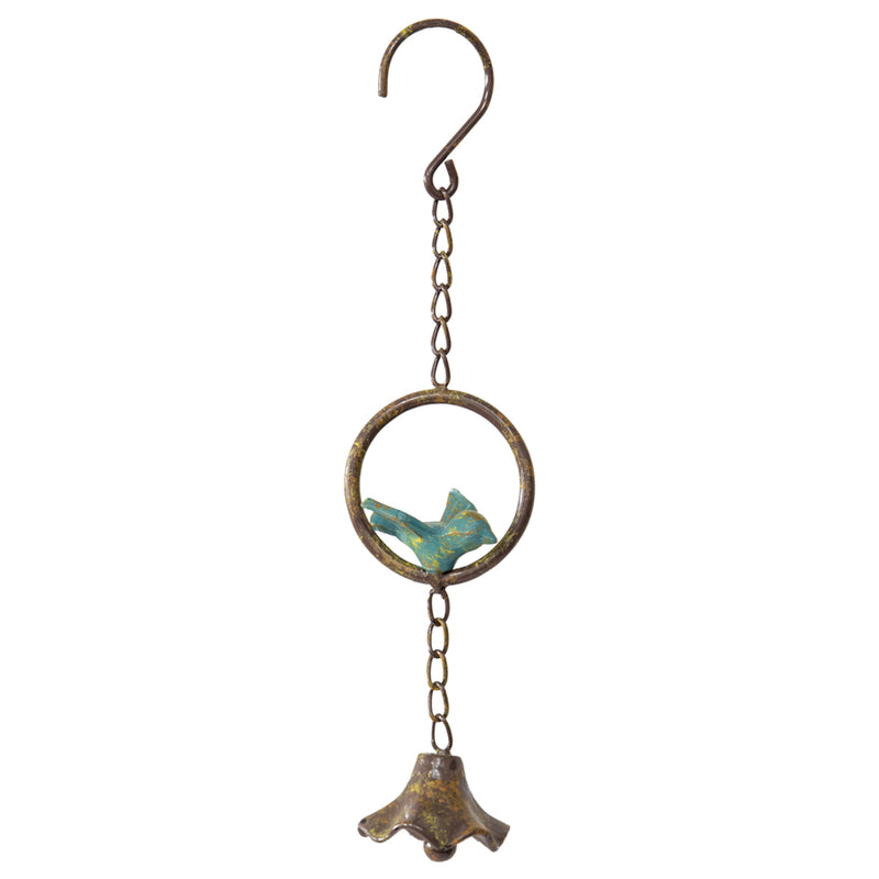 Cast-Iron Hanging Bluebird in Ring with Bell