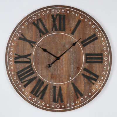 Rustic with Black Roman Numeral Wall Clock