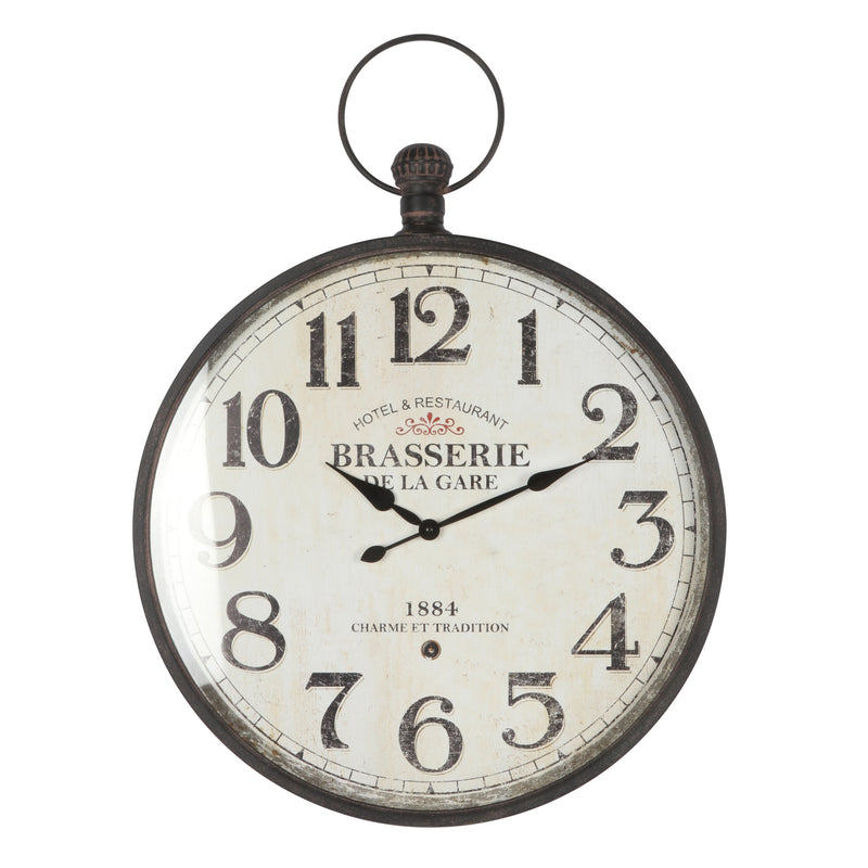 Distressed Antique Glass-Front Wall Clock