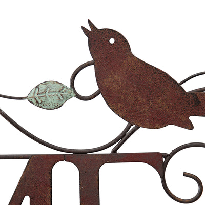 Welcome Sign with Birds Metal Wall Art