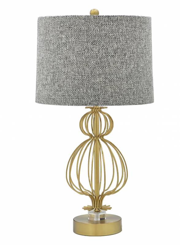 Gilded Palm Grey Shade Table Lamp