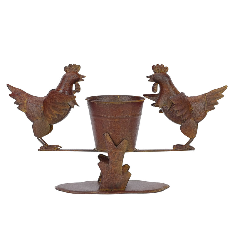 Rust Chooks with Planter on Base