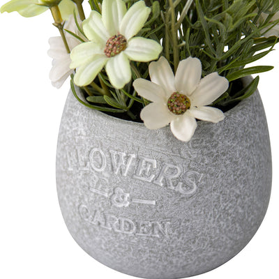 Artificial Lavender and Daisy Bunch in Grey Pot