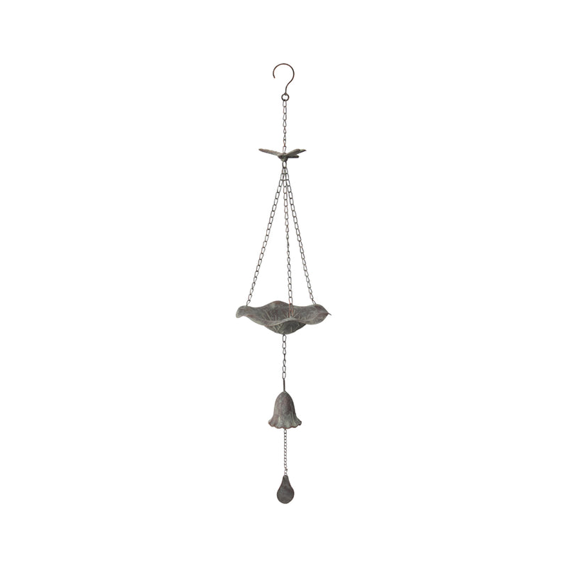 Hanging Lilypad Birdfeeder with Dragonfly & Bell