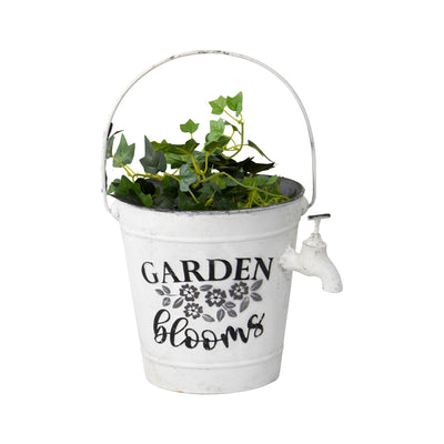 Country Garden Bucket Planter with Decorative Tap