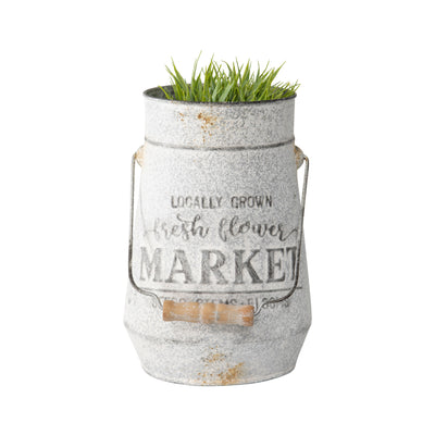 Distressed Finish ‘Flower Market’ Planter with Handle