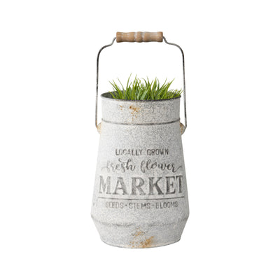 Distressed Finish ‘Flower Market’ Planter with Handle