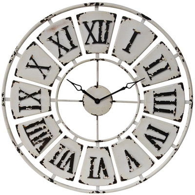 Antique White Roman Numeral Wall Clock