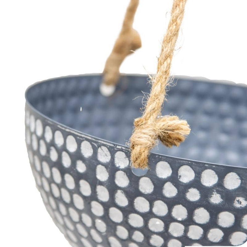 Set of 2 Nested Hanging Dimple Planters with Rope