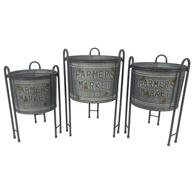 Set of 3 Nested Farmers Market Planters on Stands
