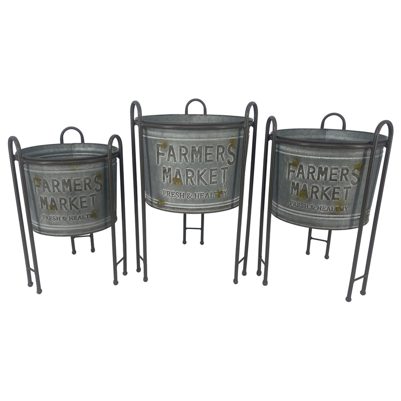 Set of 3 Nested Farmers Market Planters on Stands