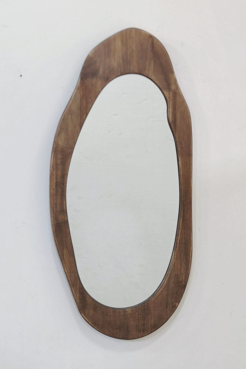 Mid-Century Asymmetric Wood-Framed Wall Mirror