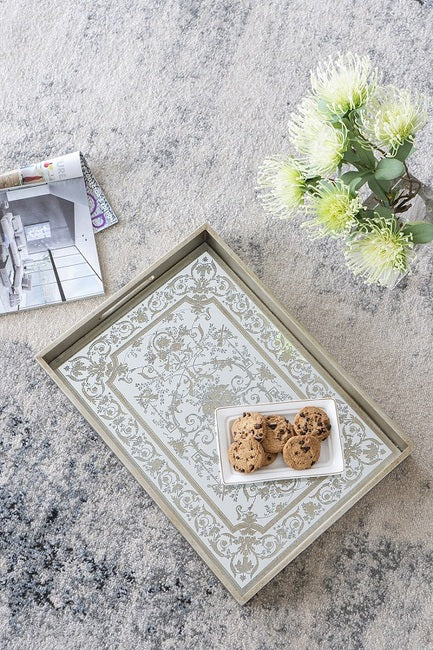 Floral Mirrored Rectangular Tray