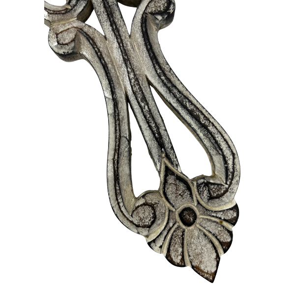 A Handcrafted Ornate Taupe Scroll-Design Wall Cross
