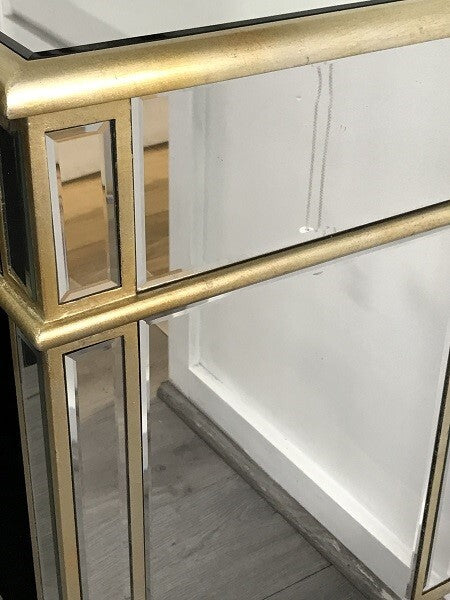 Mirrored Antique Bedside Cabinet with One Door and One Drawer