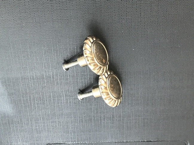 Set of Two Antiqued Champagne Metal Drawer Knob