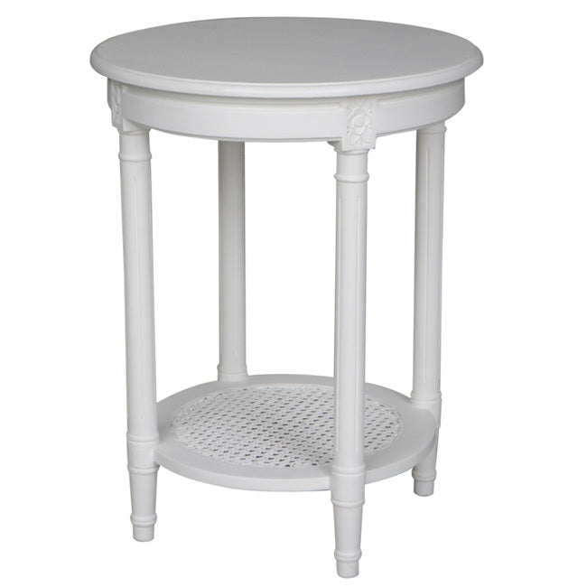 Polo Occasional Hand Painted with Rattan Shelf Round Table