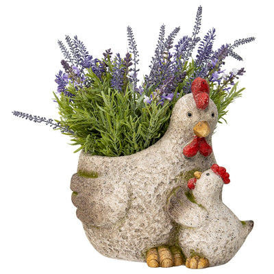 Chicken with Chick Planter with Hole & Plug