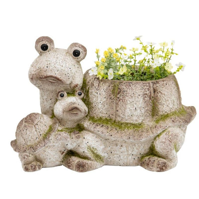 Tortoise with Baby Planter with Hole & Plug