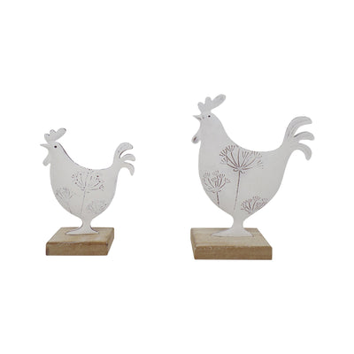 Set of 2 Dad & Son French Country Roosters on Base