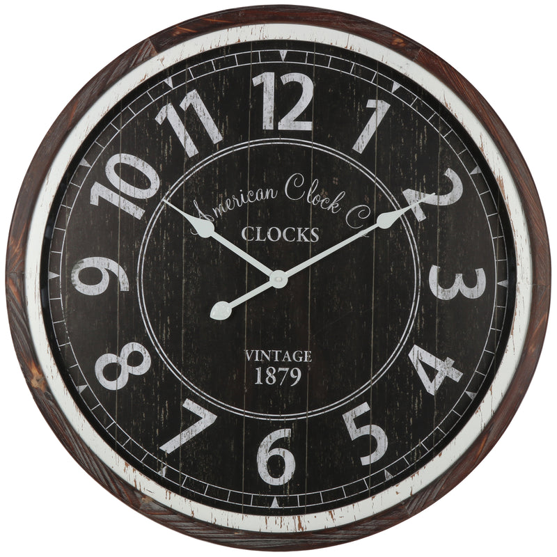 Distressed Monochrome Glass-Front Wall Clock