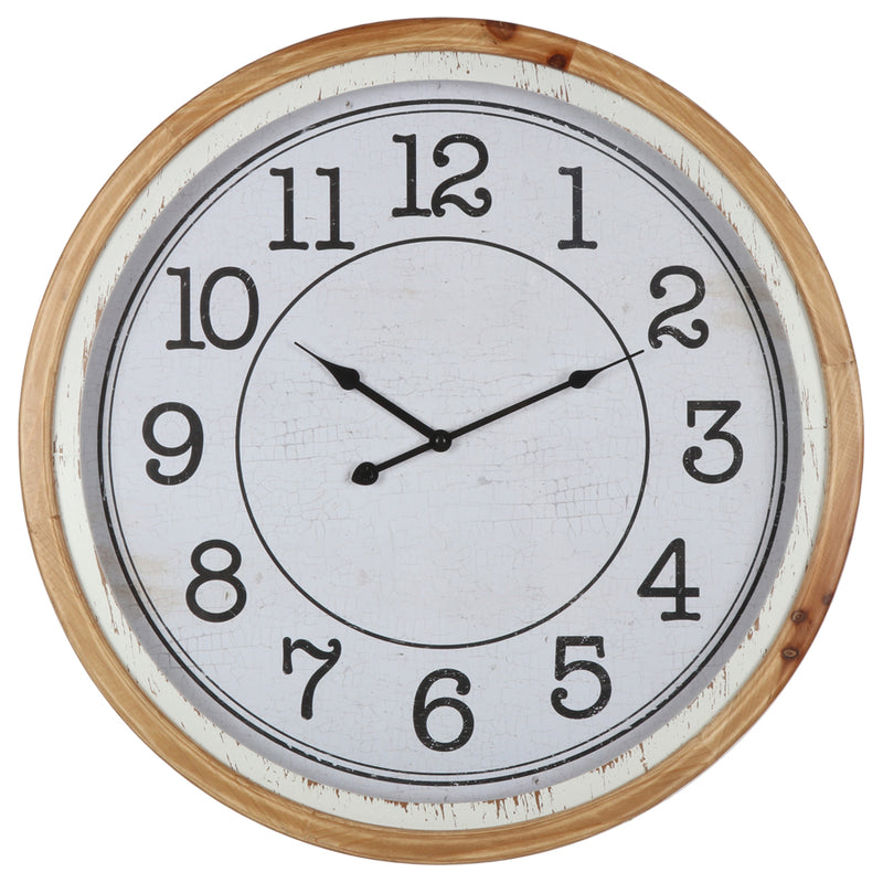 Distressed Nordic Glass-Front Wall Clock