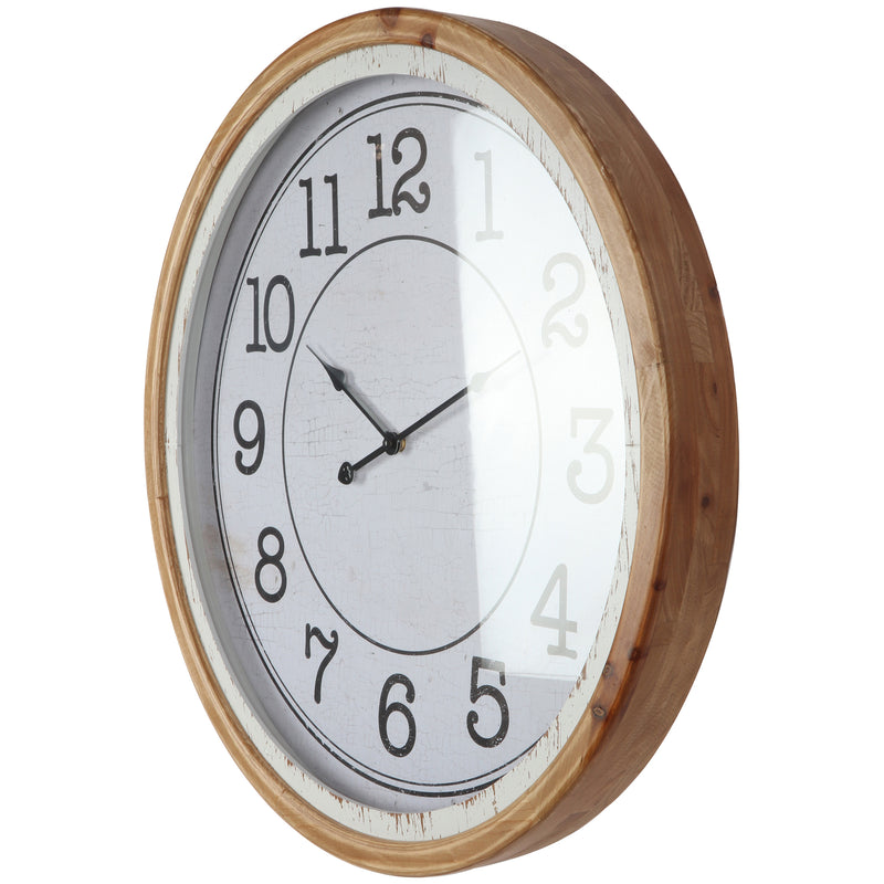 Distressed Nordic Glass-Front Wall Clock