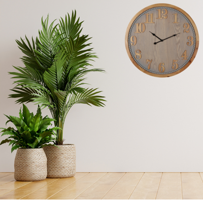 Contemporary Grey Timber Wall Clock