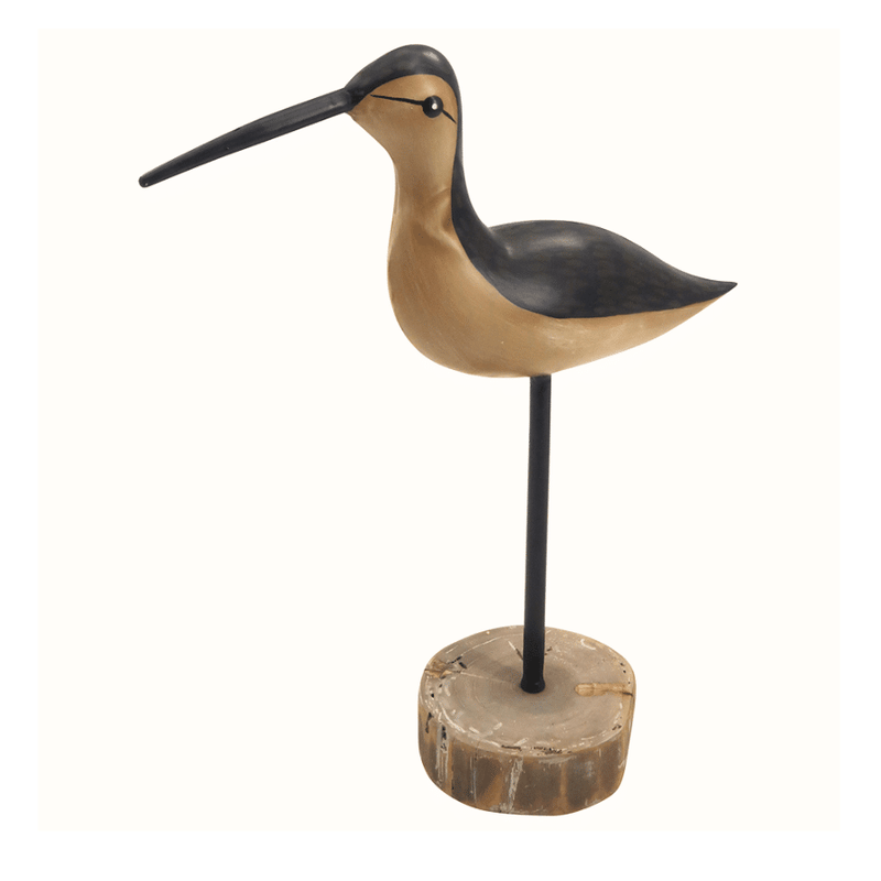 Bird with Black Plumage and Wood Base Ornament