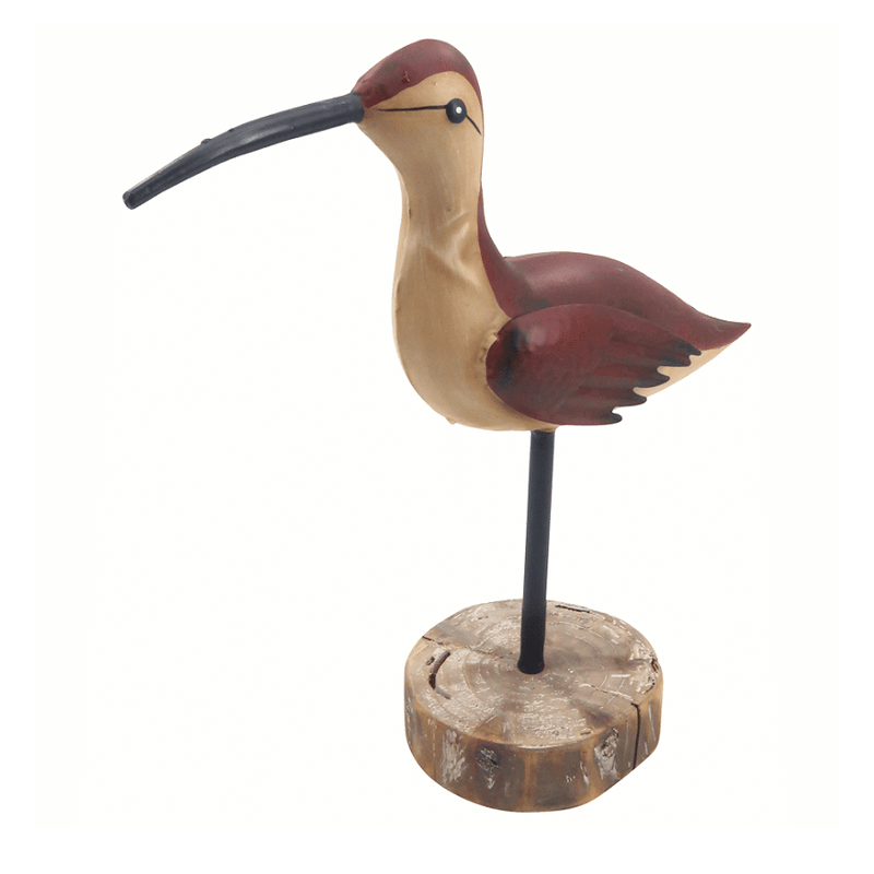 Bird with Brown Plumage and Wood Base Ornament