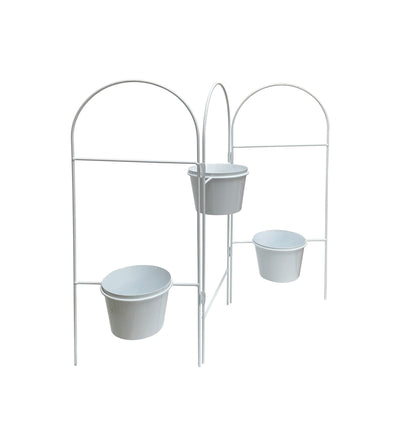 Three Tier White Planter Stand with Pots