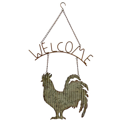 Laser-Cut Corrugated Rooster Welcome Sign