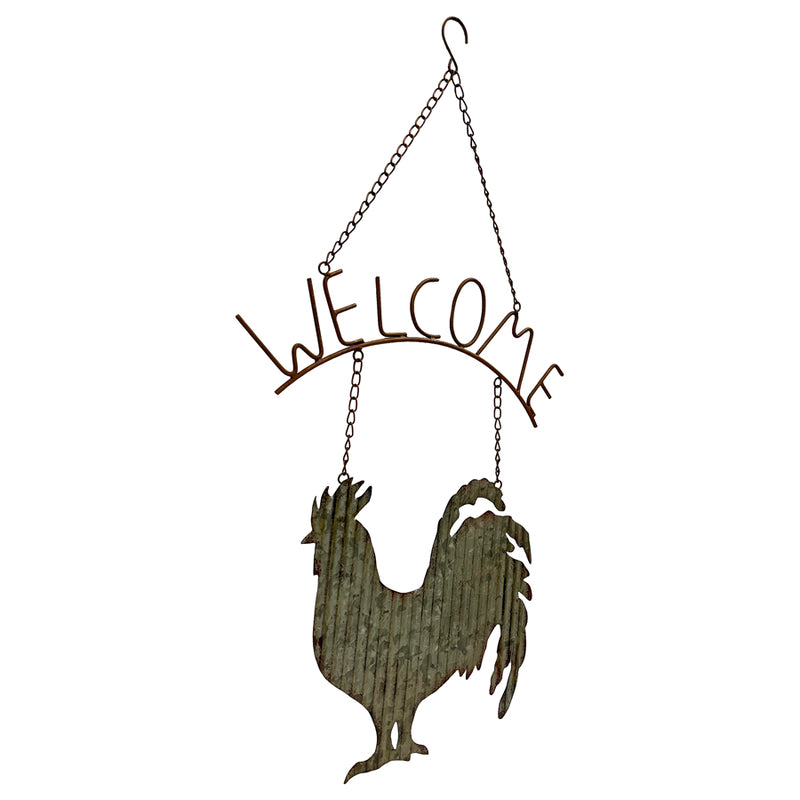 Laser-Cut Corrugated Rooster Welcome Sign