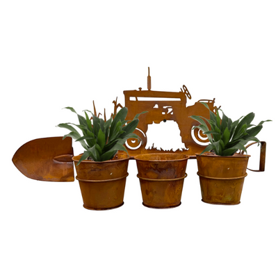 Three Pot Wall Planter on Shovel with Tractor