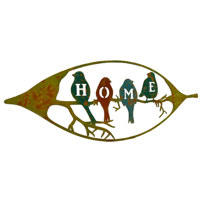 Color-Rust Birds in Leaf 'Home' Sign