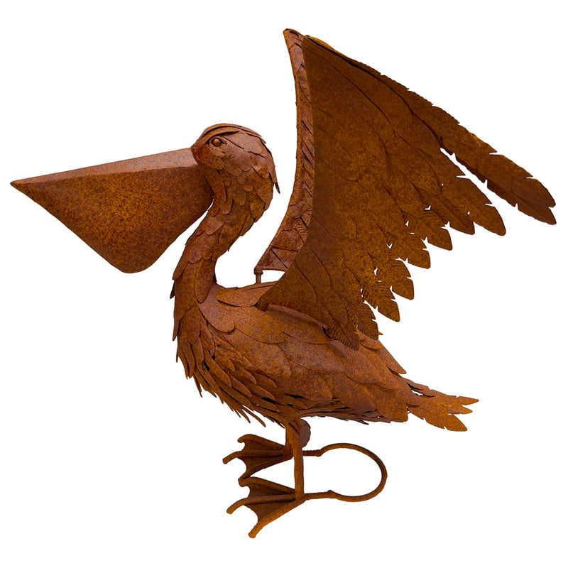 Rust Flapping Pelican Statue