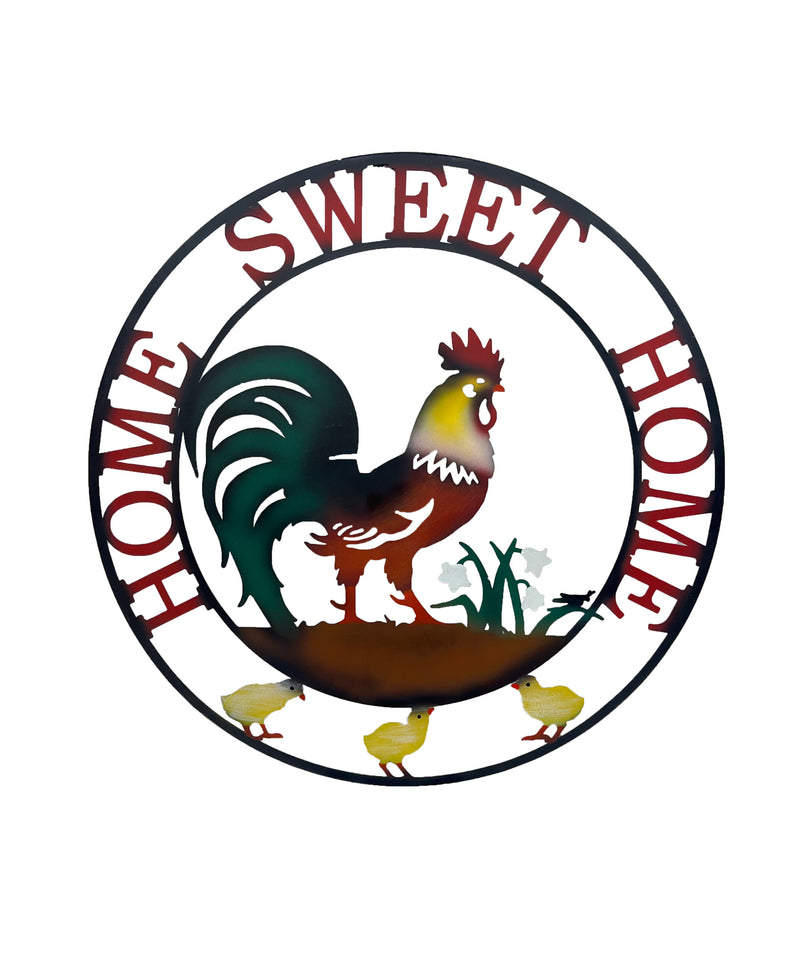Laser-Cut Rooster Home Sweet Home Wall Art