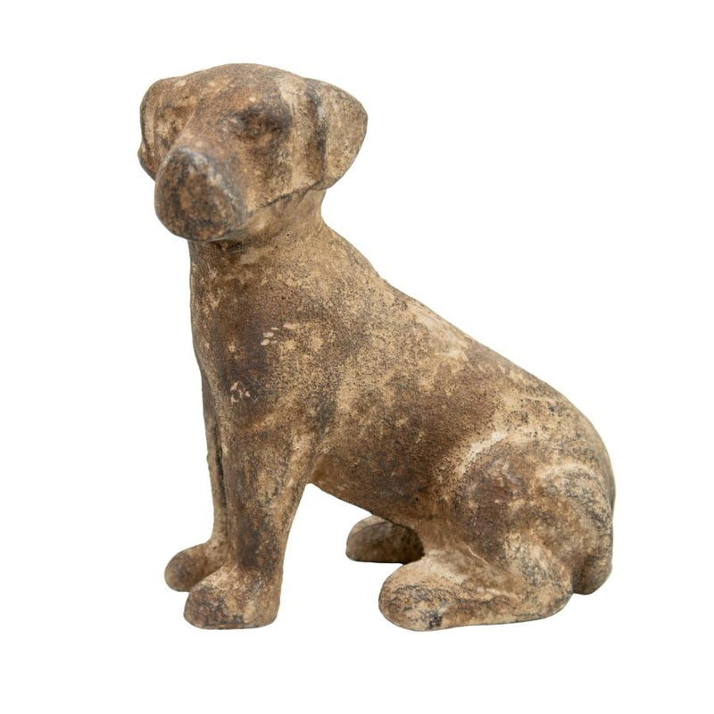 Aged Cast-Iron Sitting Dog Decoration