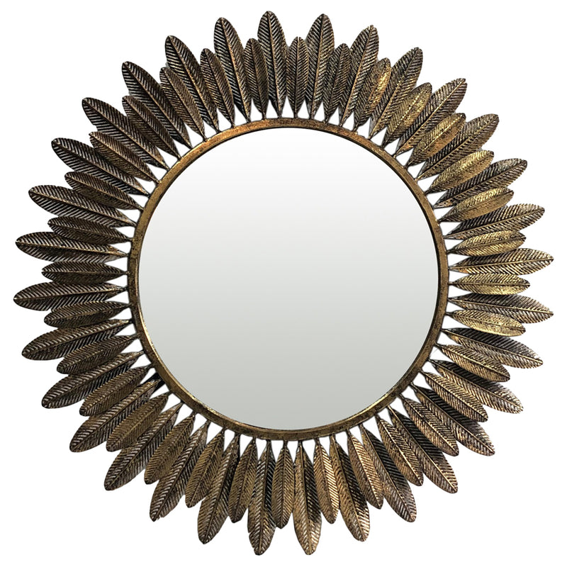 Lustre Gold Leaf Round Wall Mirror