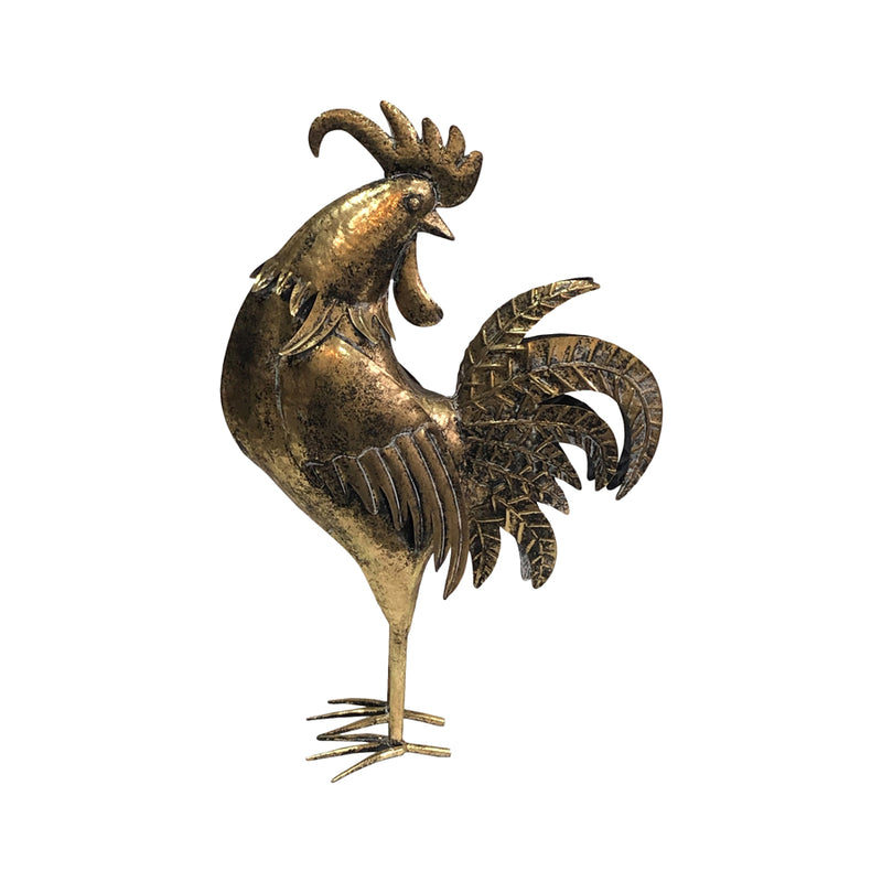 Lustre Gold Proud Rooster Facing Back