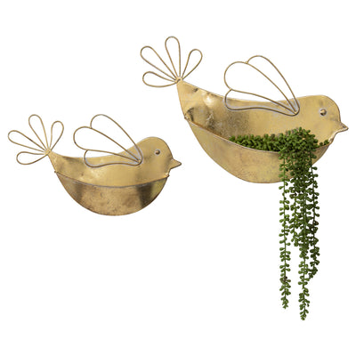 Set of 2 Nested Lustre Gold Wall Planters