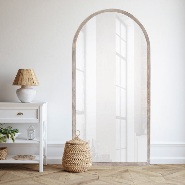 Angelina Arch Mirror Brushed Wood Large