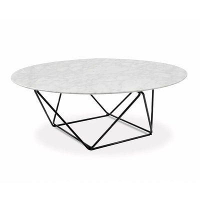 Round Marble Coffee Table with Black Base