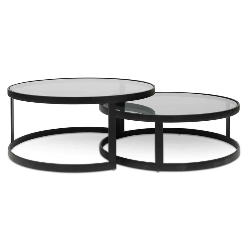 Nested Grey Glass Coffee Table
