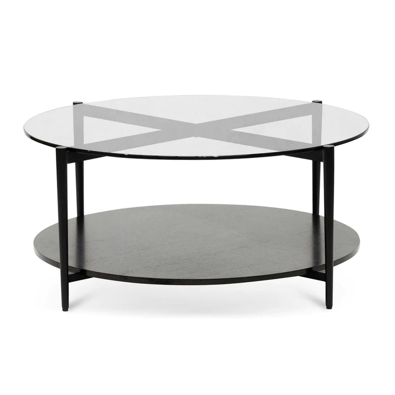 Round Grey Glass Coffee Table