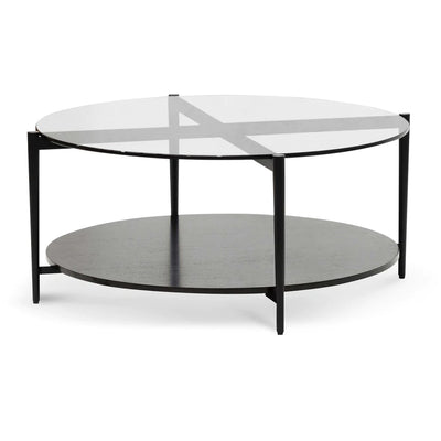 Round Grey Glass Coffee Table