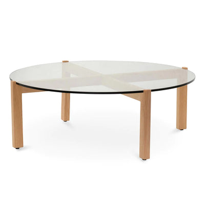 Round Glass Top Coffee Table - Natural