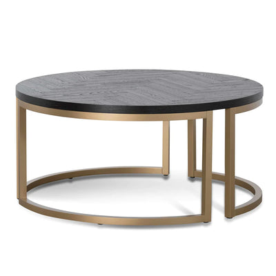 Round Coffee Table in Peppercorn and Brass