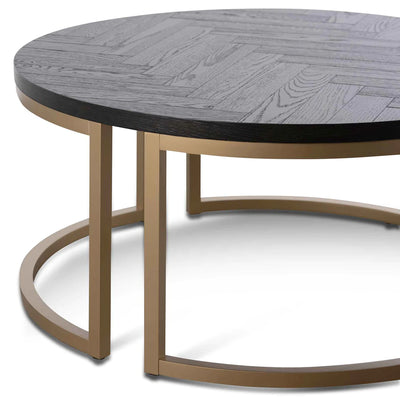 Round Coffee Table in Peppercorn and Brass